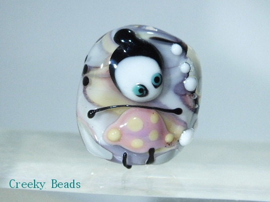 Handmade Lampwork focal bead "pink girl" Creeky Beads SRA