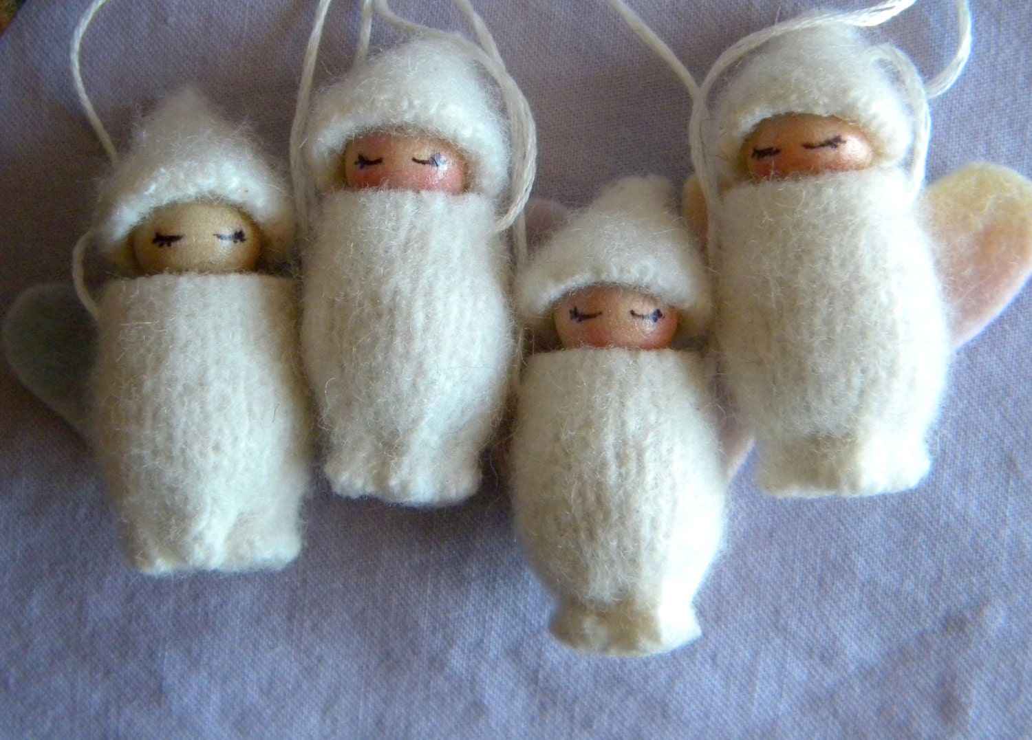 Kathreen Ricketson Memorial Waldorf Angel Ornaments, Angel Gnome Baby, Rainbow, hand dyed, blue green, lavender, peach, pink