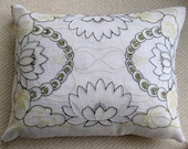 Pillow/Cushion Cover. Antique Embroidery. French Stripe.14x18inch/35x45cm