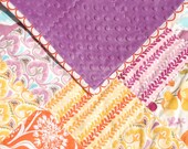 Limited Edition Boco Patchwork Baby Blanket - Central Park by Kate Spain with Amethyst Purple Minky - Ready to Ship