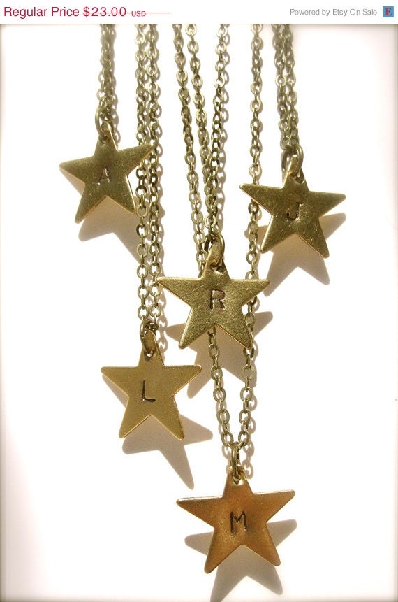 SALE Initial Necklace Star Necklace Personalized Jewelry Star Charm Necklace Monogram Necklace Personalized Necklace Star Jewelry