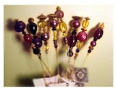 Steampunk Neo-Victorian Hat Pins - Yellows and Purples