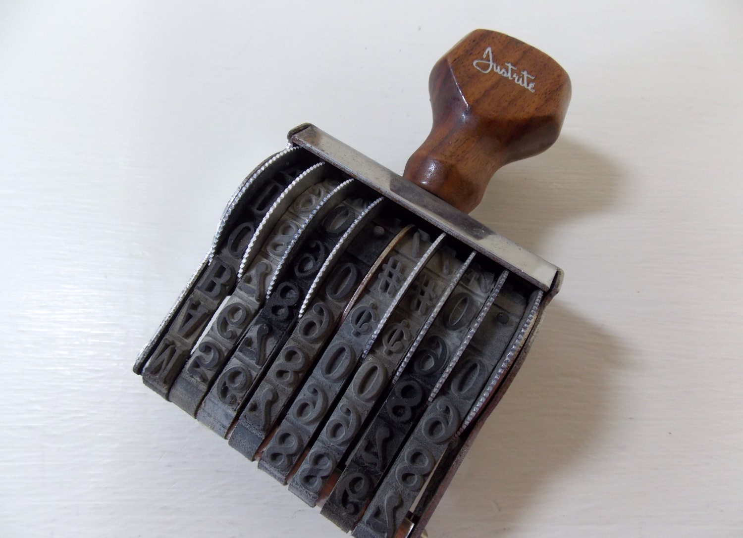 Vintage Adjustable Office Stamp Numbers Letters Symbols
