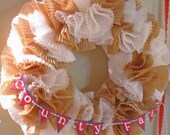 Blue Ribbon Bash Cupcake Liner Wreath. Made-to-Order. You pick the colors. Includes a mini banner.