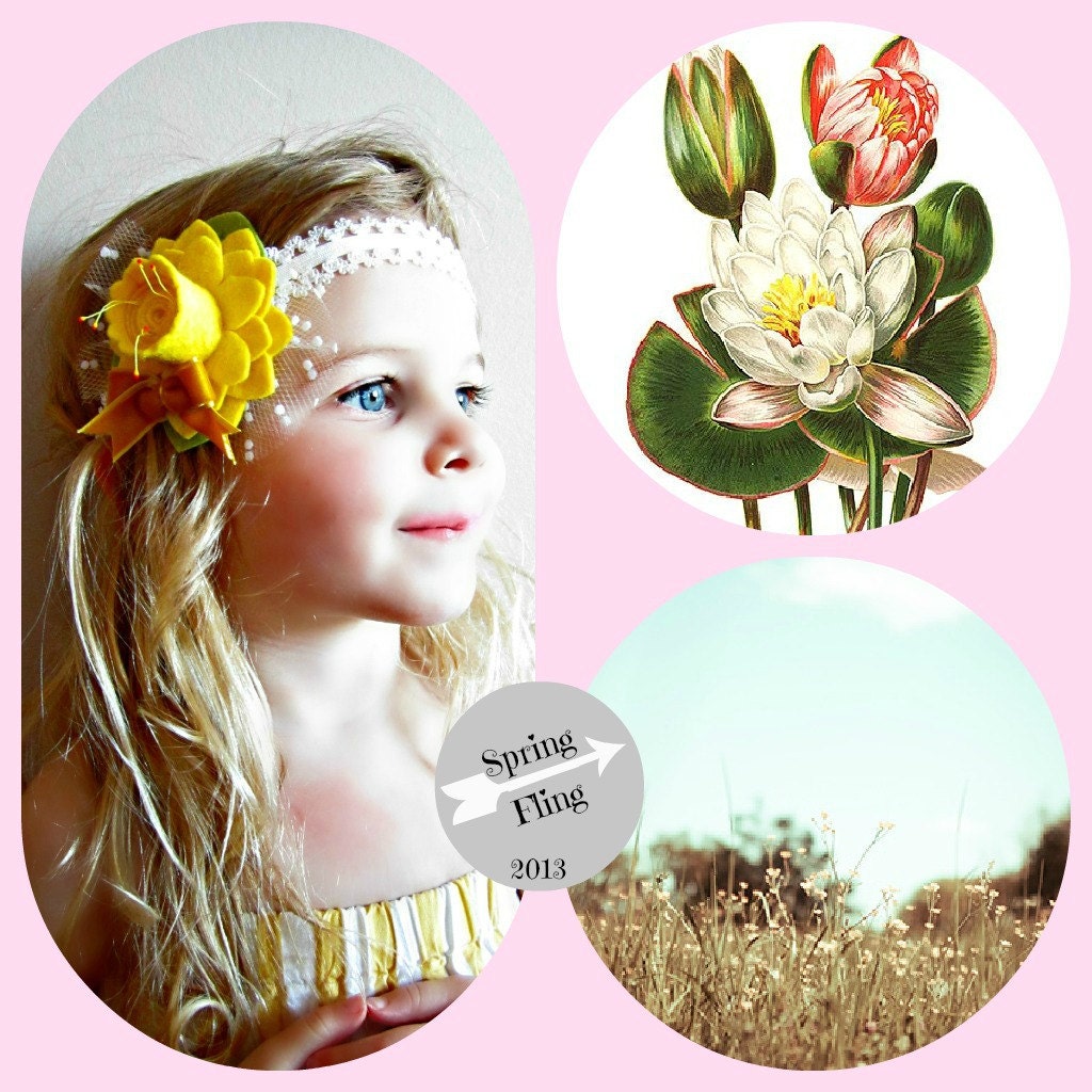 Felt Flower Headband - Daffodil in bright yellow, Spring