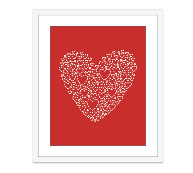 Red Love Heart -  Digital Print - Wall Art - Mothers Day - Poppy Red - Valentines Day - Spring Summer Decor