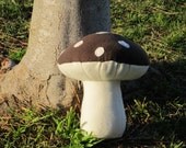 Standing Mushroom -Brown & Cream colored- 11 inches tall