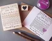 Save the Date Rubber Stamp Set - DIY Calendar Stamp with Heart over your date - Personalize with Names - Wedding Rubber Stamp