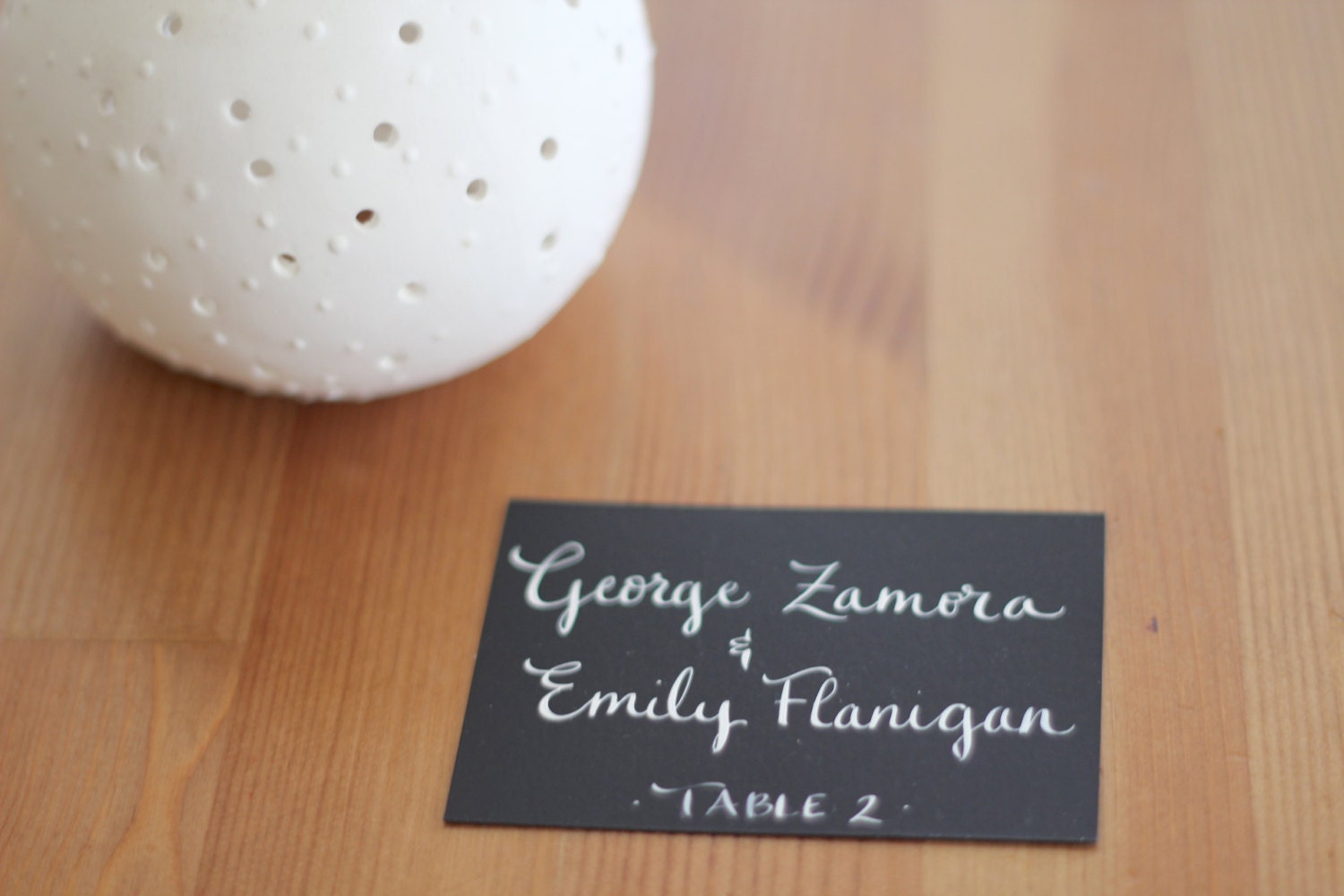 Wedding Black Name Place Cards, Escort Cards, Table Cards, Chalk board Tags, with White Ink Custom Hand Wedding Calligraphy