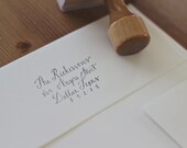 Return Address Wood Handle Rubber Stamp SONOMA Calligraphy Font Style Hand Lettered Address