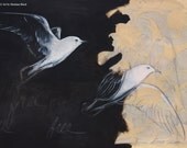 Free, Seagull Art, Original Art, Fine Art Print, 16" x 20" Matted Print
