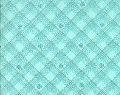 Aqua Plaid Fabric, Flirt By Sandy Gervais For Moda, Wavy Plaid Print in Aqua Blue, 34 Inches