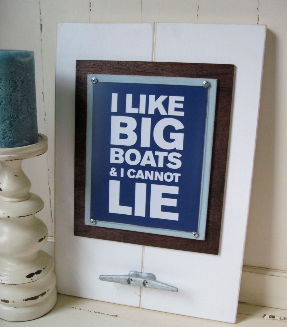 Framed Wall Art Print with Boat Cleat I Like Big Boats and I Cannot Lie