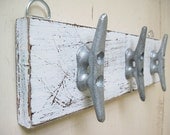 Boat Cleat Key Rack Distressed White Nautical