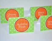 12 Pumpkin Birthday Tent Cards - Food Labels, Place Cards - Halloween, Autumn Birthday Party Decorations
