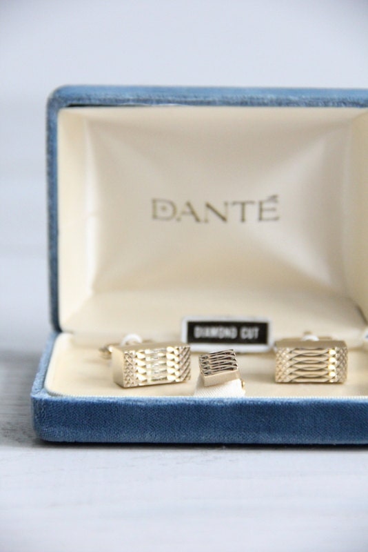 vintage dante cuff links & tie tack