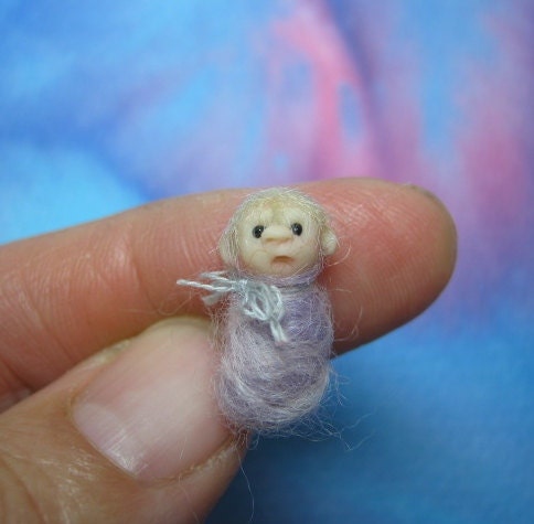 Marjorie Micro Swaddled Baby Elf Infant Bundle OOAK SCULPT by Artist Ann Galvin Coupon Code GOBLINRY