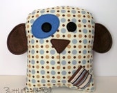 Chester the Dog (Brown, Cream, and Blue Dog Pillow) puppy pillow, stuffed puppy toy