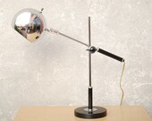 Vintage Chrome Adjustable Black Eyeball Desk Lamp