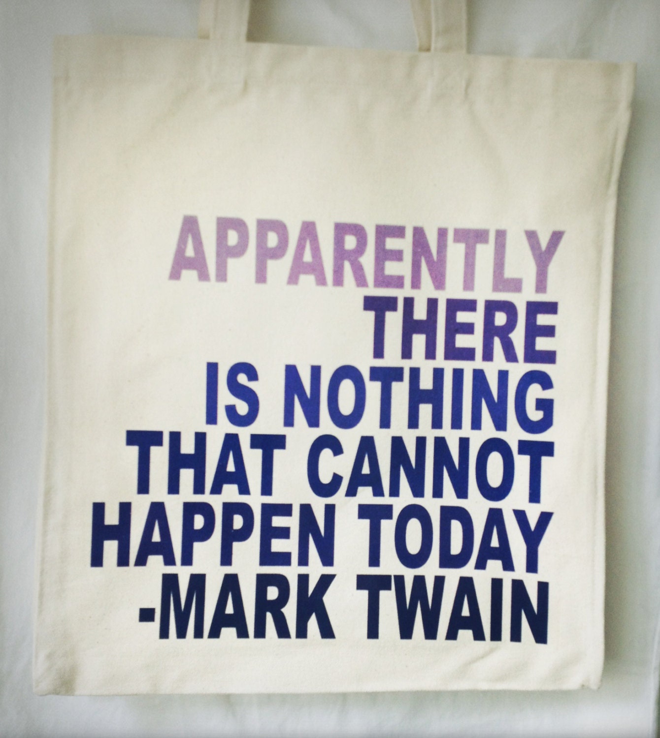 Gradated Purple Mark Twain Quote Tote in Organic Cotton Canvas