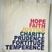 Seven Heavenly Virtues AND Seven Deadly Sins Double Sided Rainbow Lettering Organic Cotton Canvas Tote