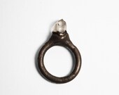 Diamond Ring No. 022 // Simple Minimalist Herkimer Diamond Ring Gemstone Mineral Statement Ring (6-6.5)
