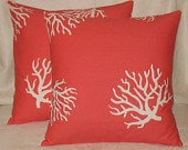 Two 20 x 20 Summer Coral Pillow Covers