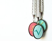 Hand Embroidered Initial Necklaces. Personalized Bridesmaids Gifts. Handmade by merriweathercouncil on Etsy.