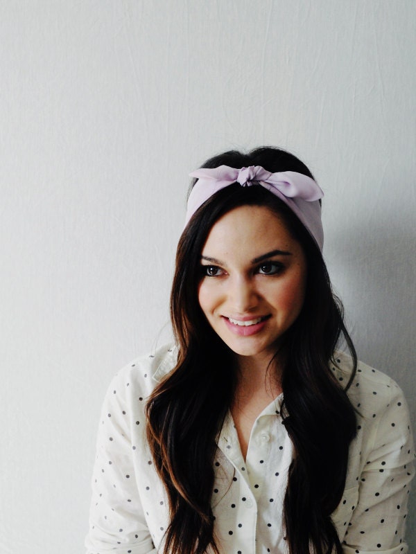 Lilac cosmos hand painted silk headband scarf wrap