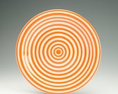 Orange and White Striped Dinner Plate Coupe Dinnerware 10 inches Hand Painted