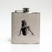 Vintage Retro Blonde Pinup Girl Hip Flask Swimsuit on Tan Faux Leather Groomsmen Gift Stainless Steel 6 oz Liquor Hip Flask LC-1086