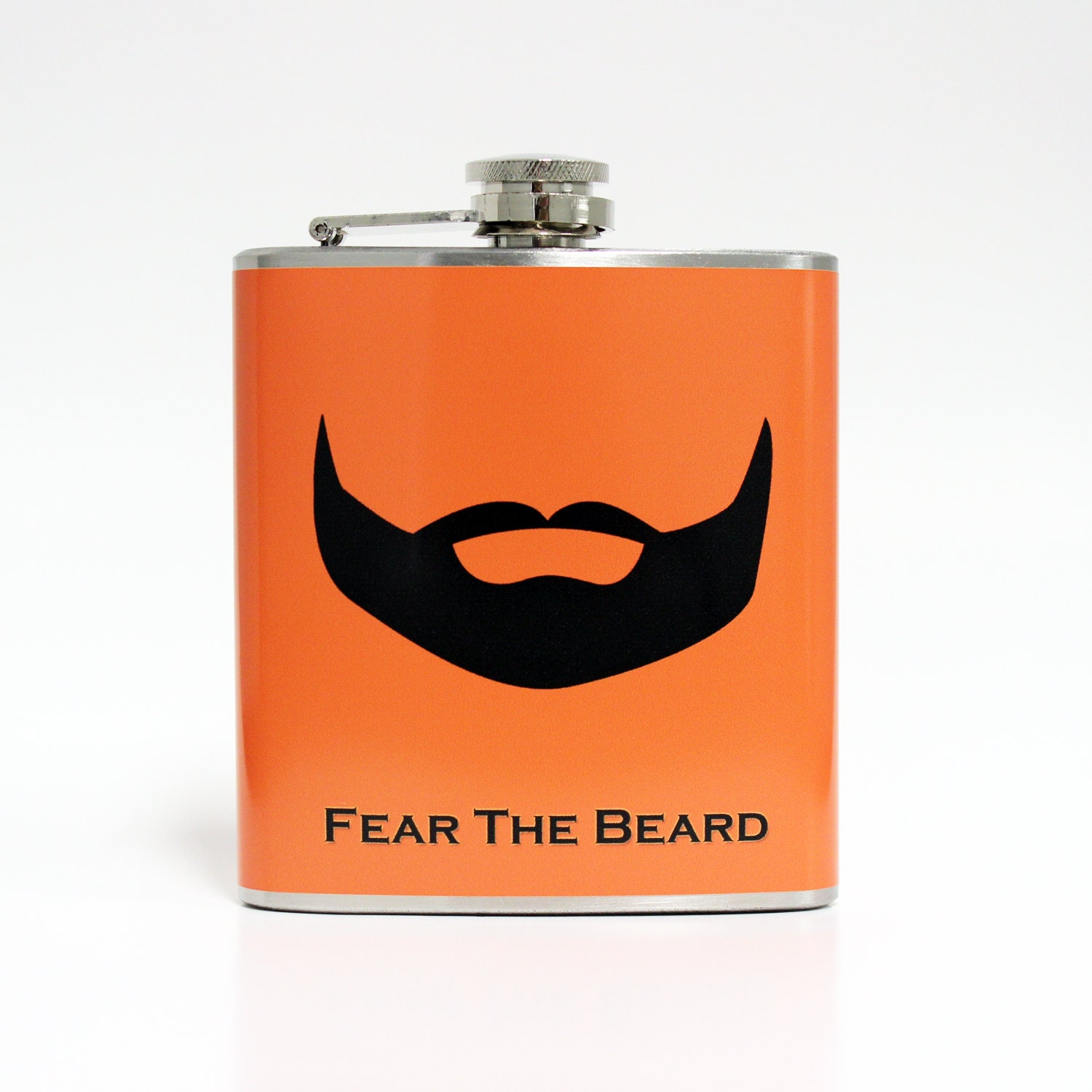 Fear the Beard Flask Black Beard Guys Orange Baseball San Francisco Groomsmen Gifts Stainless Steel 6 oz Liquor Hip Flask LC-1213