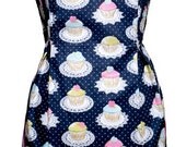 Adorable Unique Strapless "Cupcake The Cook" Hostess Kitchen Apron No Neck Straps