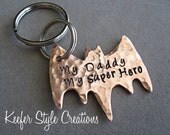 Hand Stamped Mens Super Hero Bay Keychain