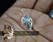 Moonstone Filigree Shield drop pendant