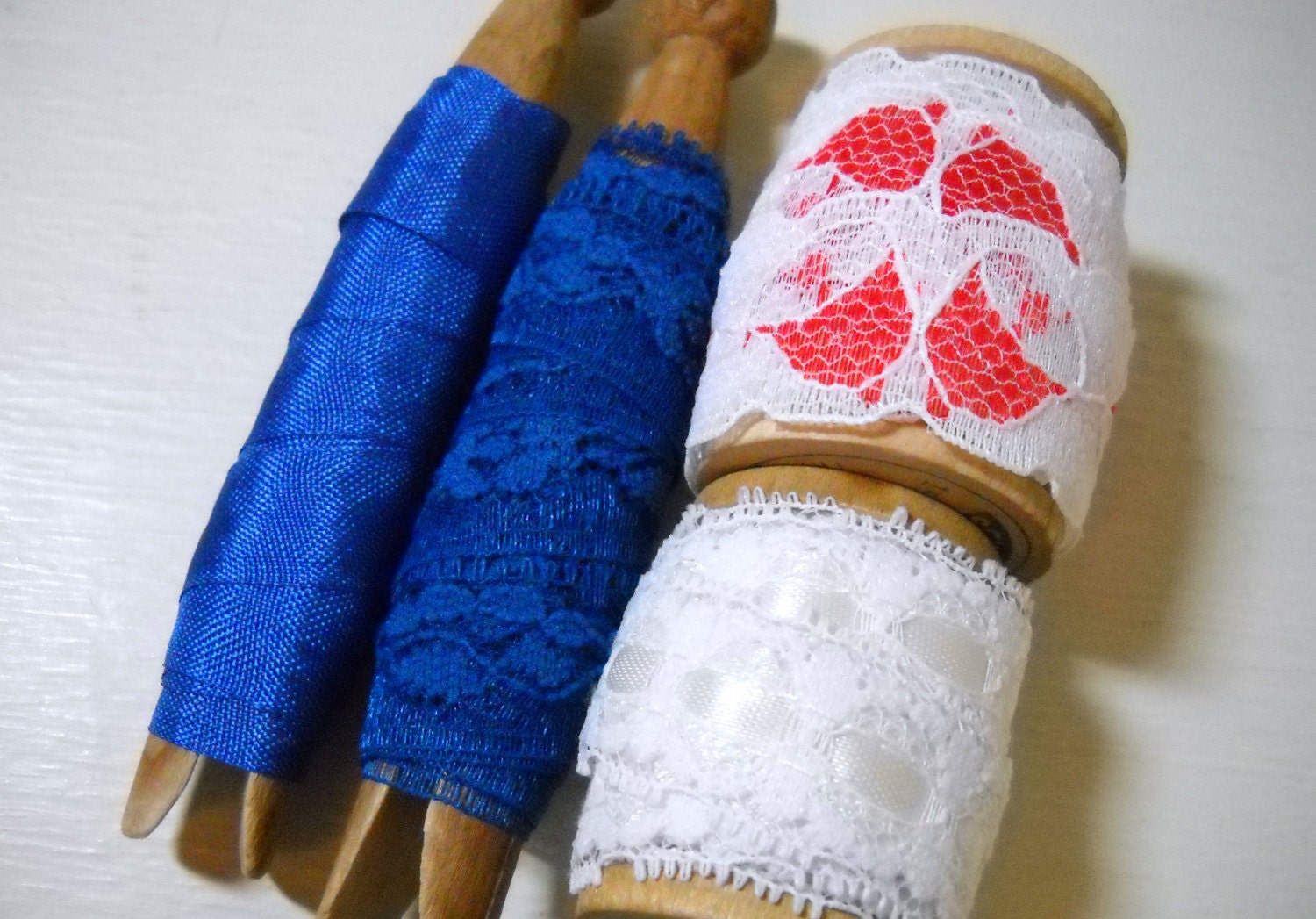 Lace Ribbon & Trim Bundle Over 7 Yards of DIY Red White and Blue