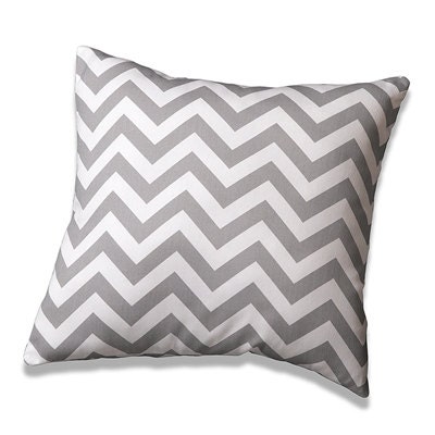 Gray and White Chevron Pillow