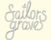 NZFINCH A4 sailors grave, rope lettering, nautical, anchor,  digital print of original artwork