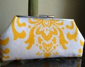 Bridal Prom Frame Clutch, Yellow Damask
