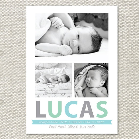 Bold Name Custom Photo Birth Announcement (Digital or Printed)