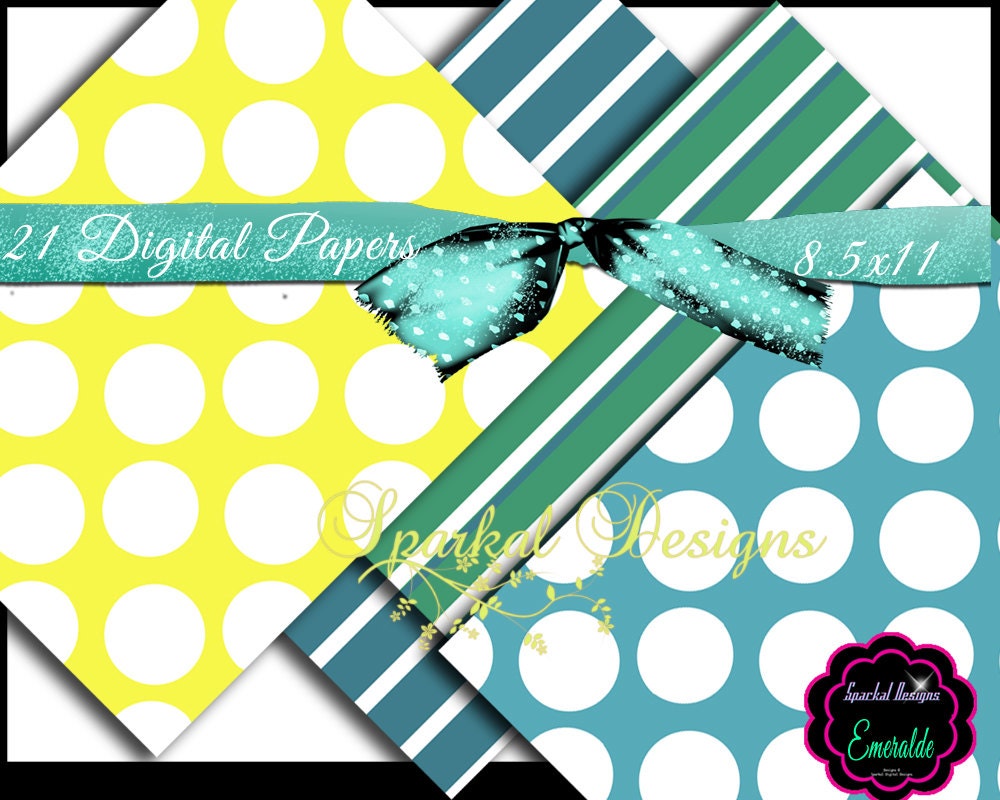 Yellow Polka dot Paper Aqua Digital Backgrounds Bold party Paper Instant Download Party Paper Invitation backgrounds Party Decoration Paper Il_570xn