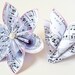 Personalized sheet music- set of 2 paper flowers, one of a kind, origami, wedding decor, chic, centerpieces