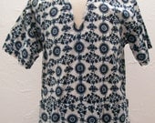 mens cotton batik resort shirt from Jamaica 1970s M
