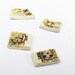 Small Tiny Handmade Ceramic Buttons Rustic Brown Lace Mint Green Glaze Sewing Stitching Sew-on Set of 4