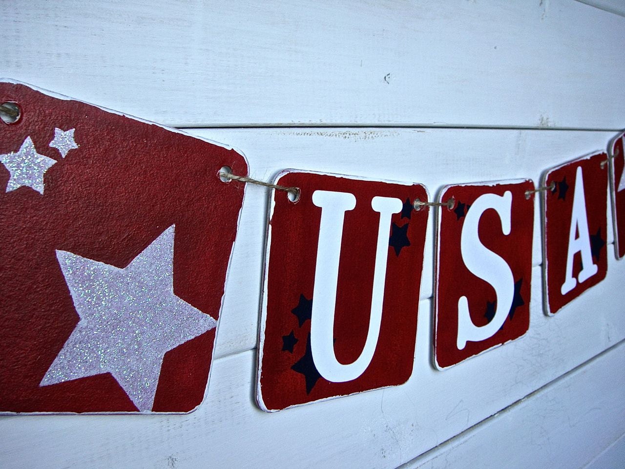 USA Banner, Patriotic banner, Fourth of July decoration, Memorial day decor, july fourth garland, red white blue, summer banner, picnic