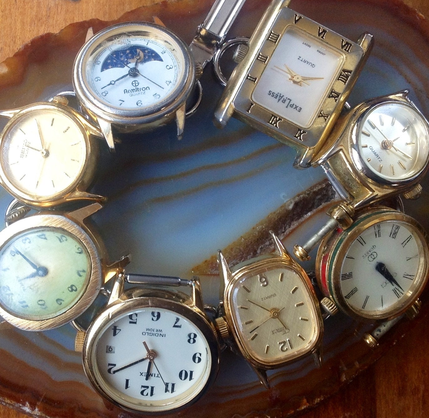 Vintage watch face bracelet, statement bracelet, handmade, one of a kind