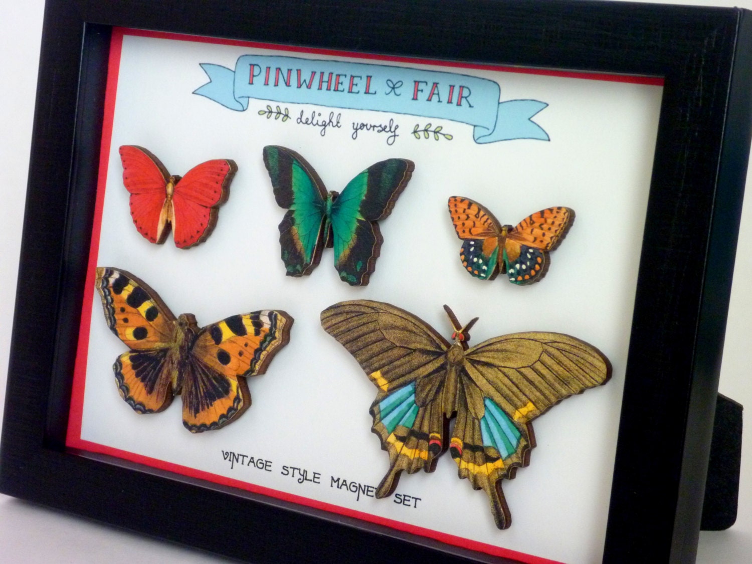 Botanical Butterfly Moth Office Push Pins Magnets Vintage Style - Qty 5 - Office College Vintage Style Wedding Favors