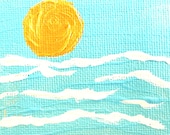Golden Sun -- ORIGINAL Mini Painting with FREE EASEL