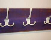 SALE - Wood Repurposed Rack White Hooks for Kitchen, Bath, Bedroom.