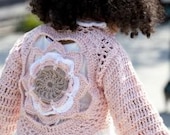 Hand Crochet Girls Circular Cardigan - Crochet Spring Cardi - Made to Order - Sizes 2T to 4T
